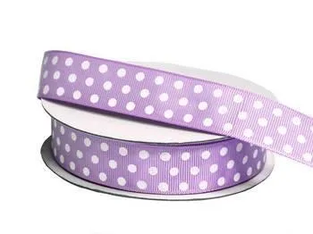 25 Yards 7/8" DIY Lavender Grosgrain Polka Dot Ribbon Wedding Party Dress Favor Gift Craft Decoration