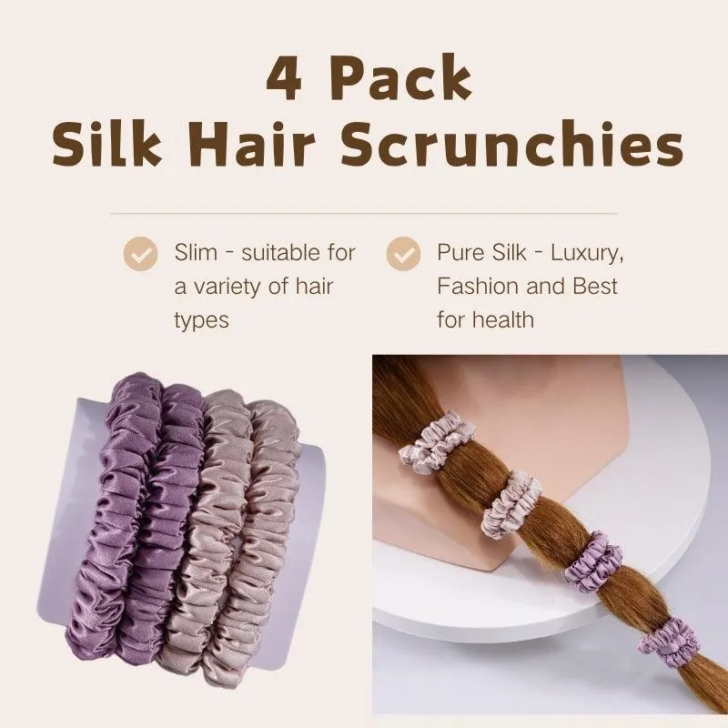 4 Pack Mini Silk Scrunchies - Nude & Burnished Lilac - dropshipping