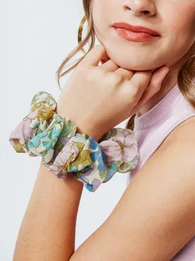 70’s Boho Blooms Floofy Scrunchie | 100% Silk Chiffon | Spring Florals | Jumbo Oversize Scrunchie