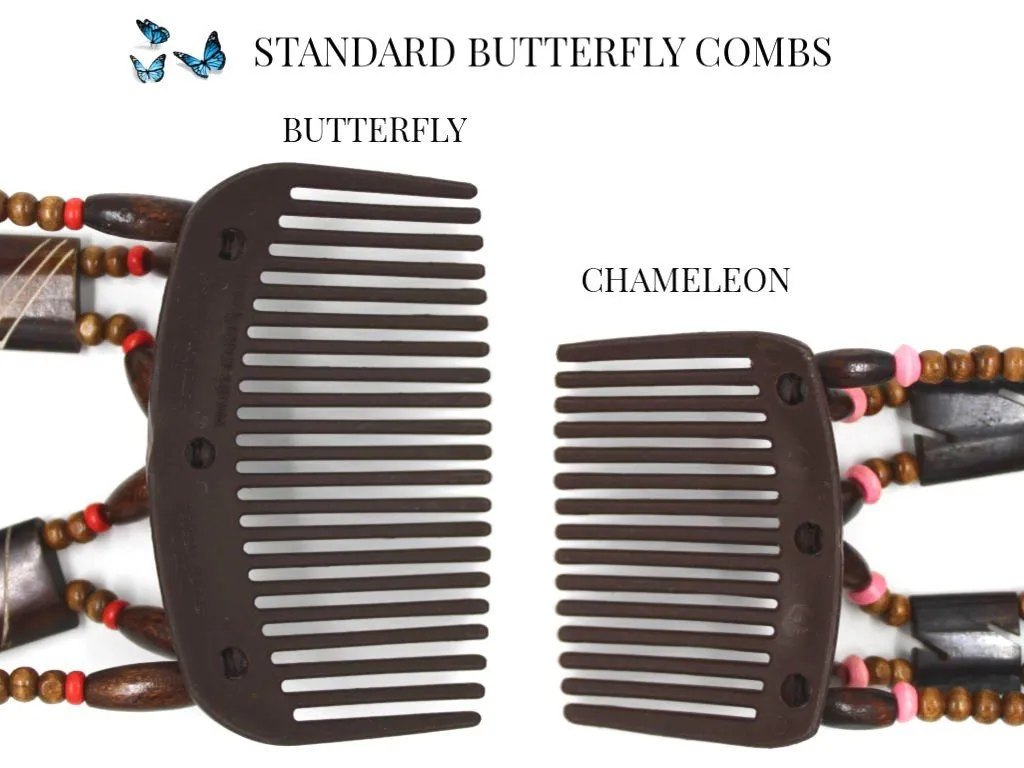 African Butterfly Chameleon Hair Comb - Beada Tube Clear 06