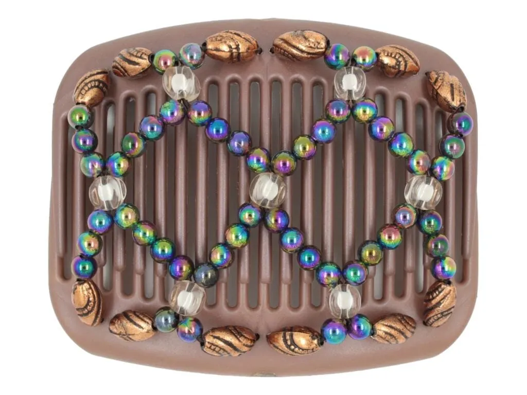 African Butterfly Hair Comb - Ndalena Brown Pearl 05