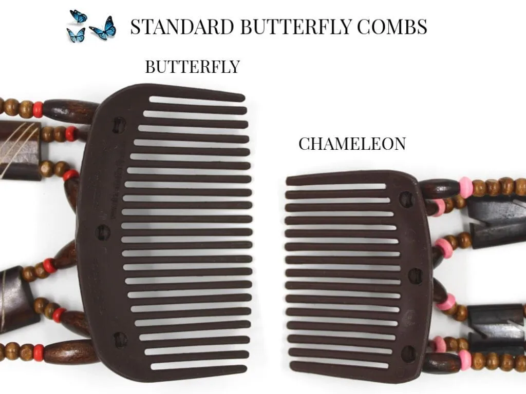 African Butterfly Thick Hair Comb - Beada Tube Black 70