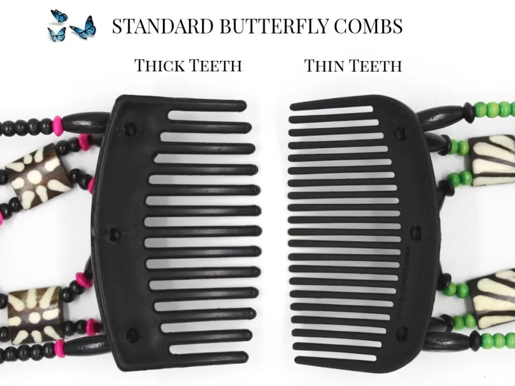 African Butterfly Thick Hair Comb - Beada Tube Black 70