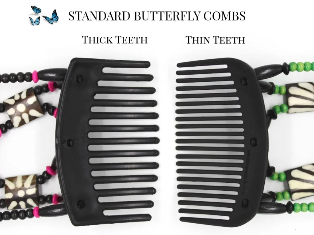 African Butterfly Thick Hair Comb - Beada Tube Clear 48