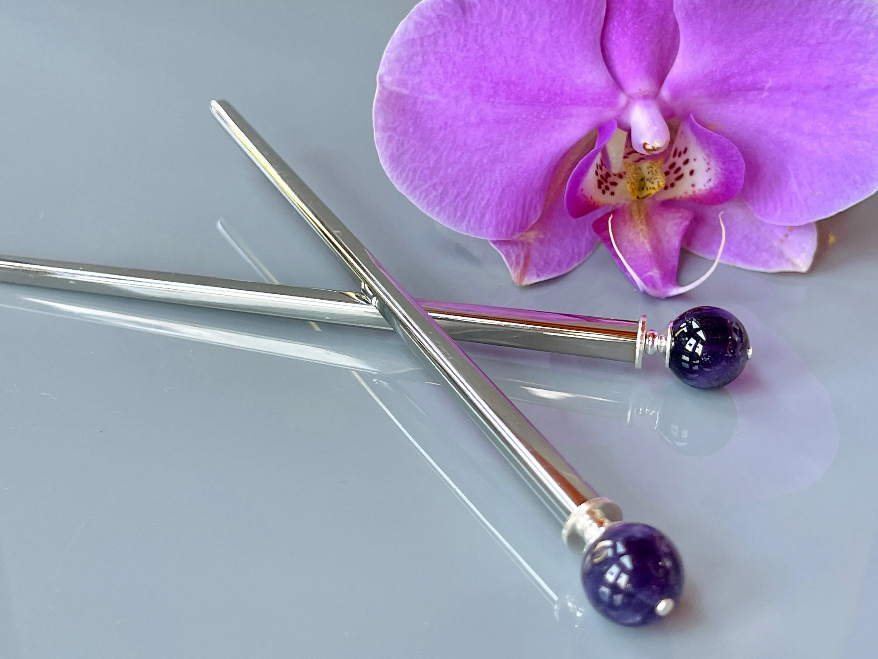 Amethyst Hair Sticks