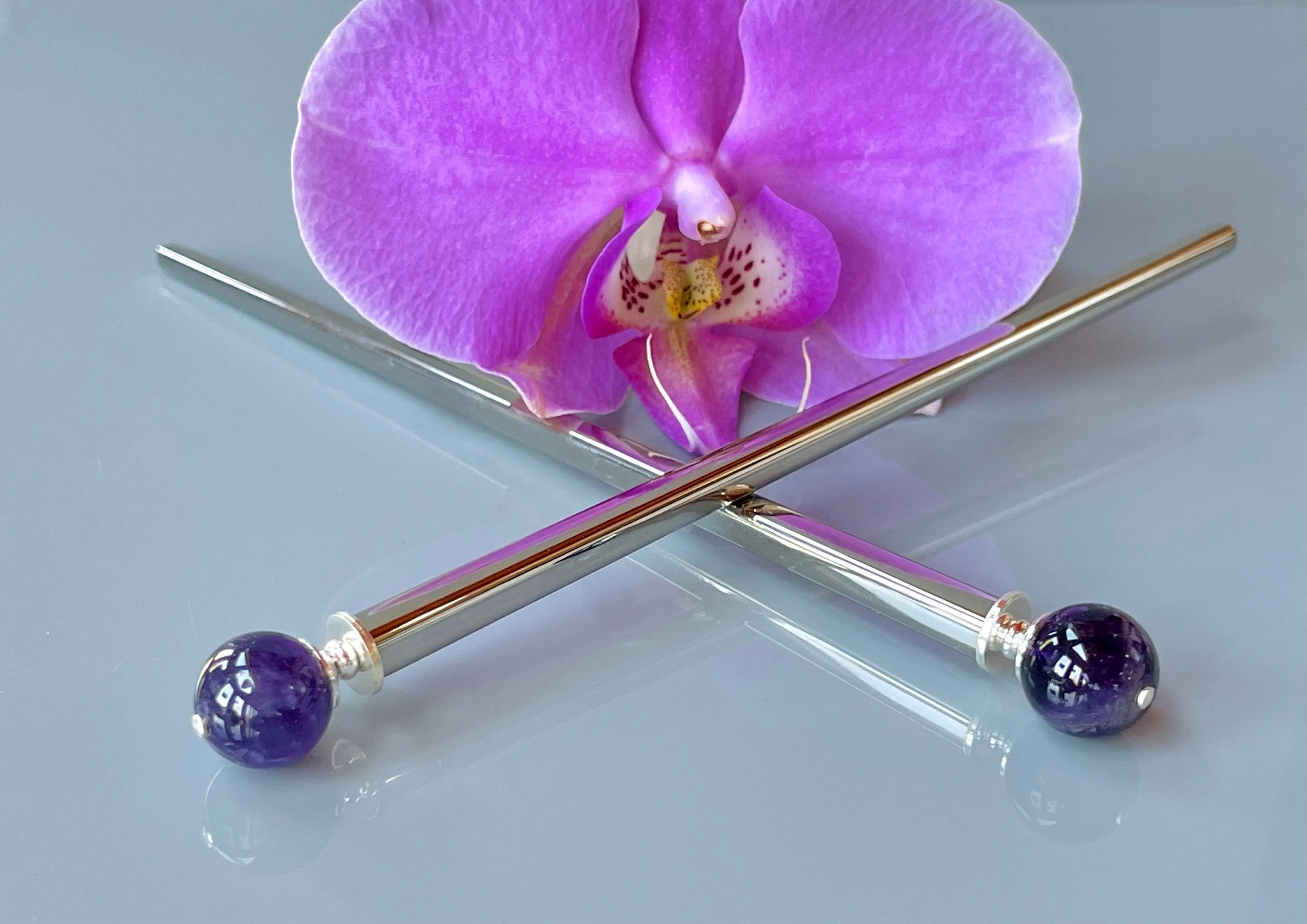 Amethyst Hair Sticks