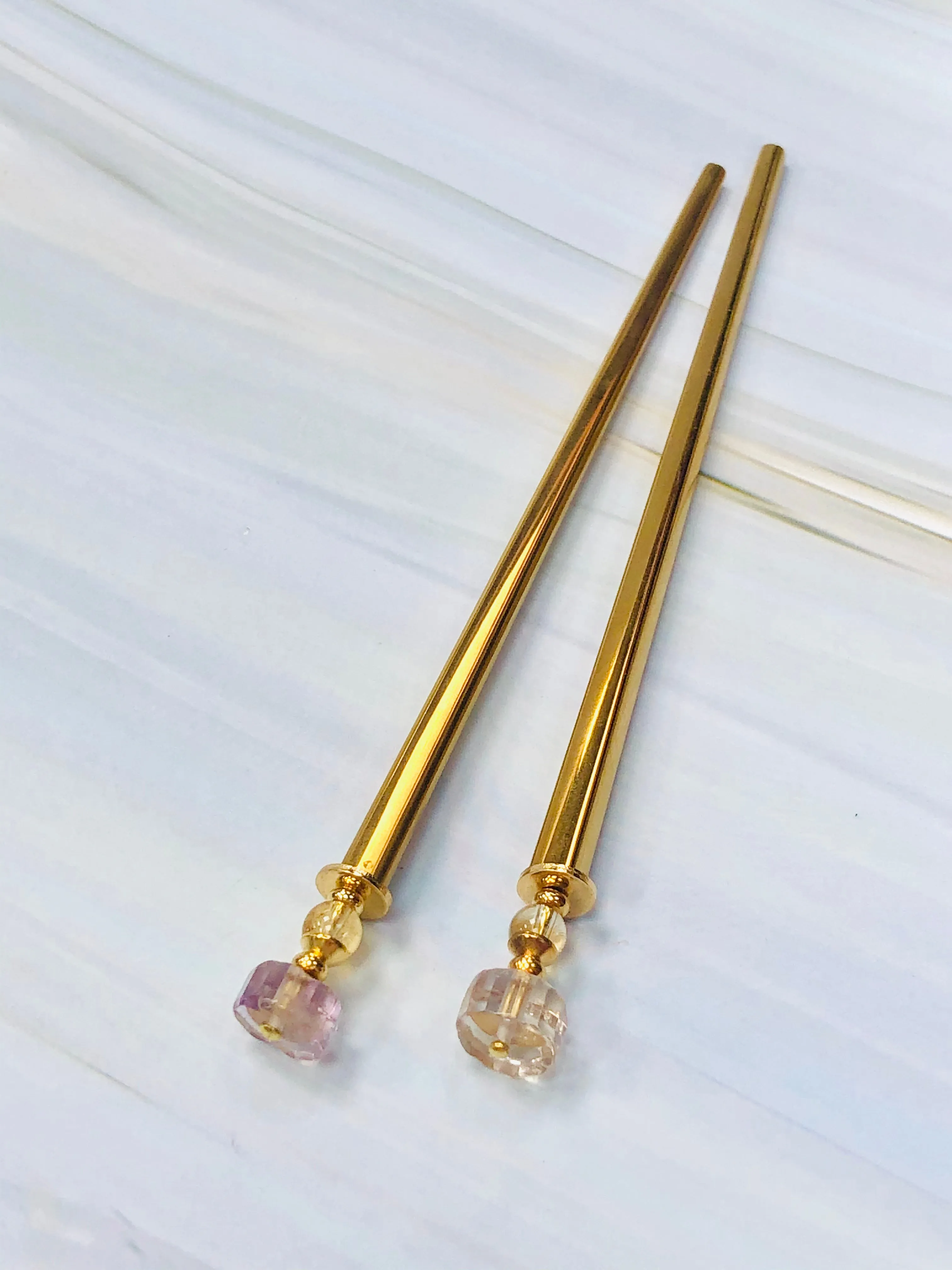 Ametrine Gemstone Hair Sticks, Luxury Gold Hair Pins, gemstone shawl pin