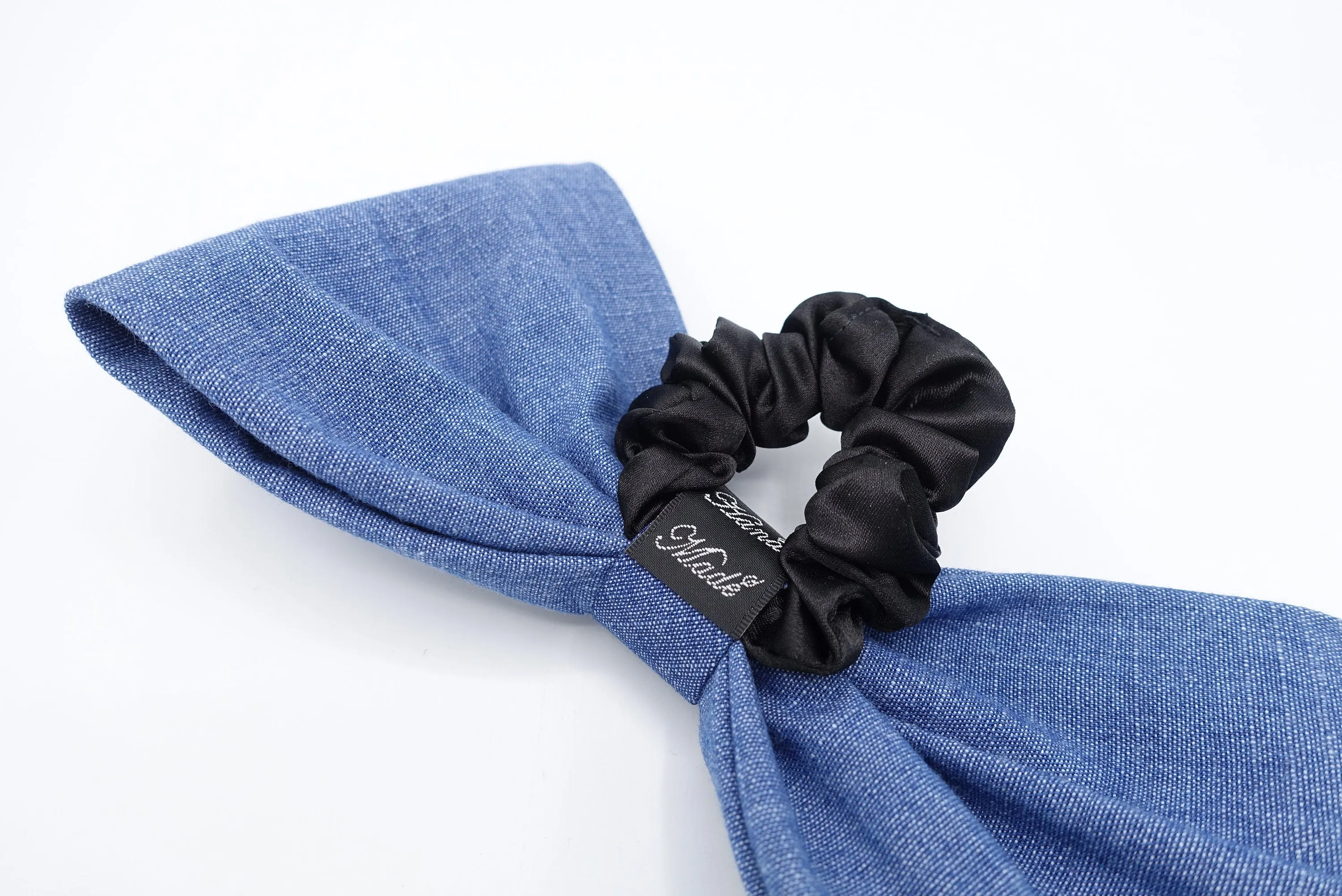 big denim bow hair tie scrunchies