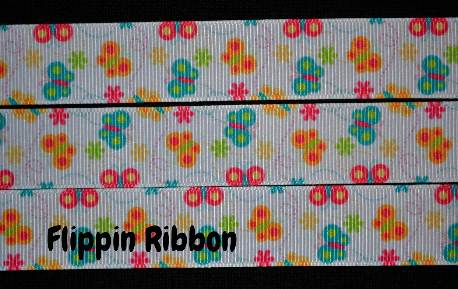 Butterfly Ribbon - 7/8 inch Printed Grosgrain