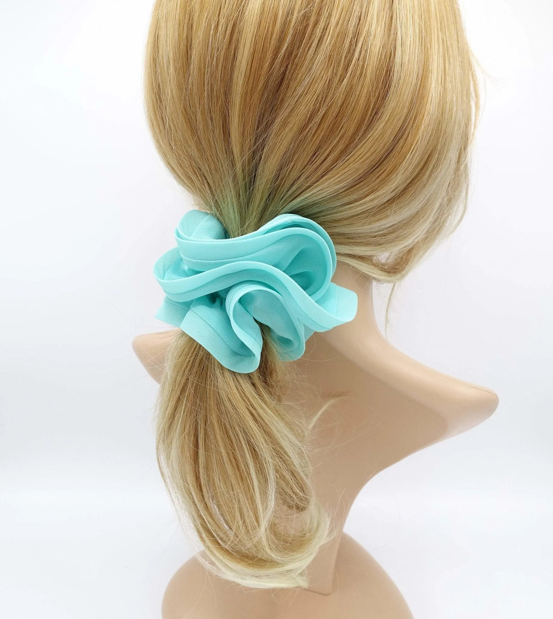 chiffon double edge scrunchies solid color hair tie women hair accessories