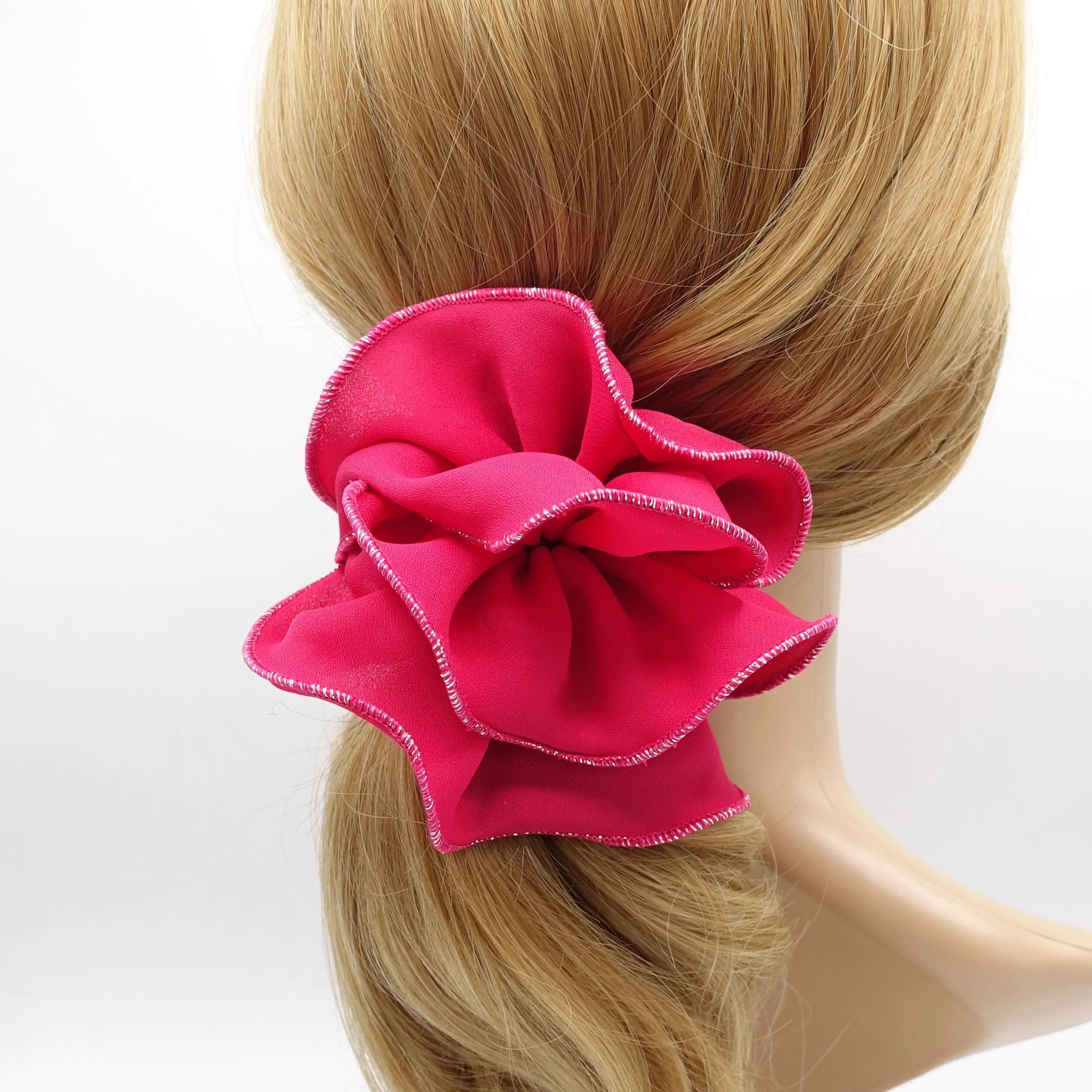 chiffon scrunchies, glittering edge scrunchies for women