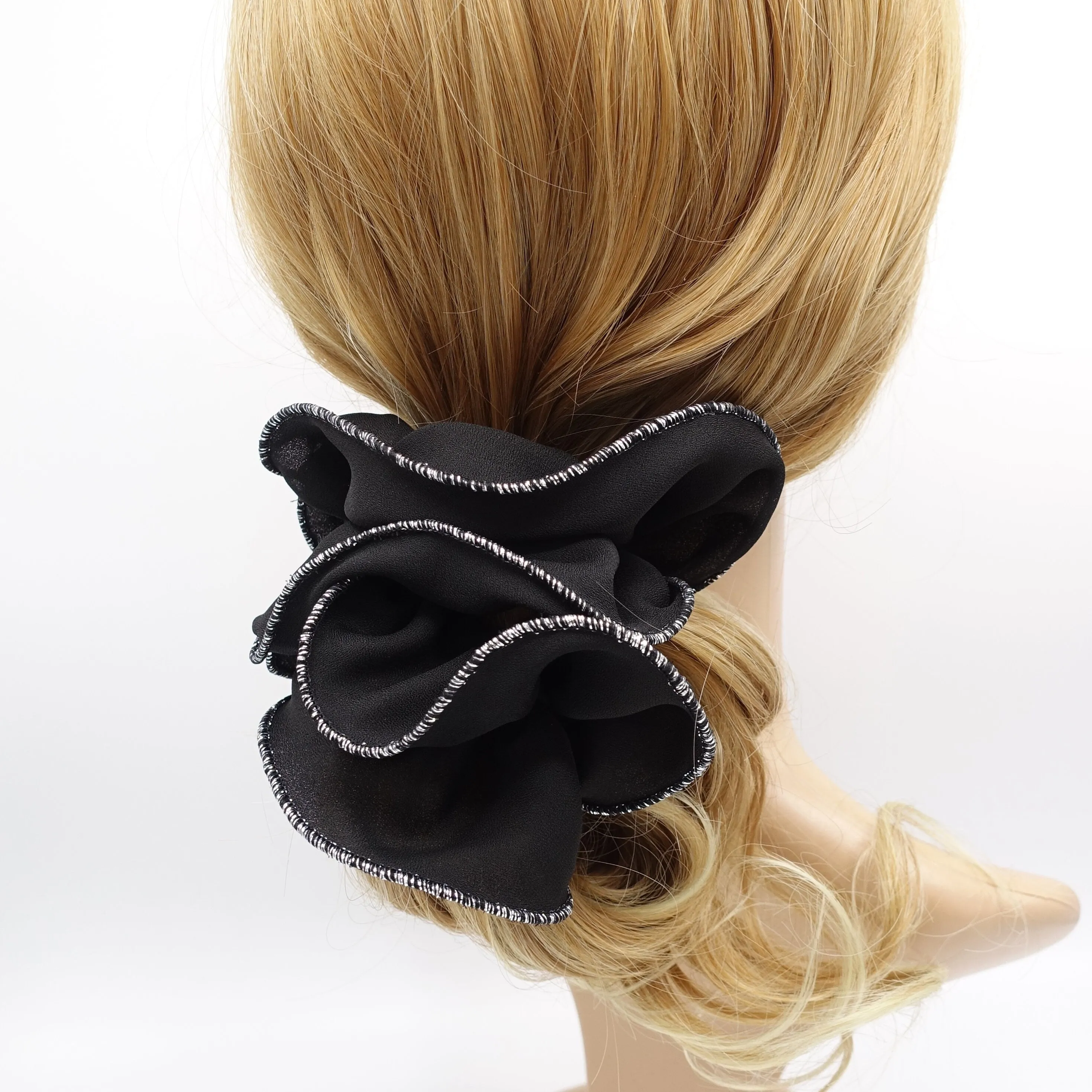 chiffon scrunchies, glittering edge scrunchies for women