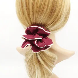 chiffon scrunchy glossy 2 edge trim scrunchies women hair accessories