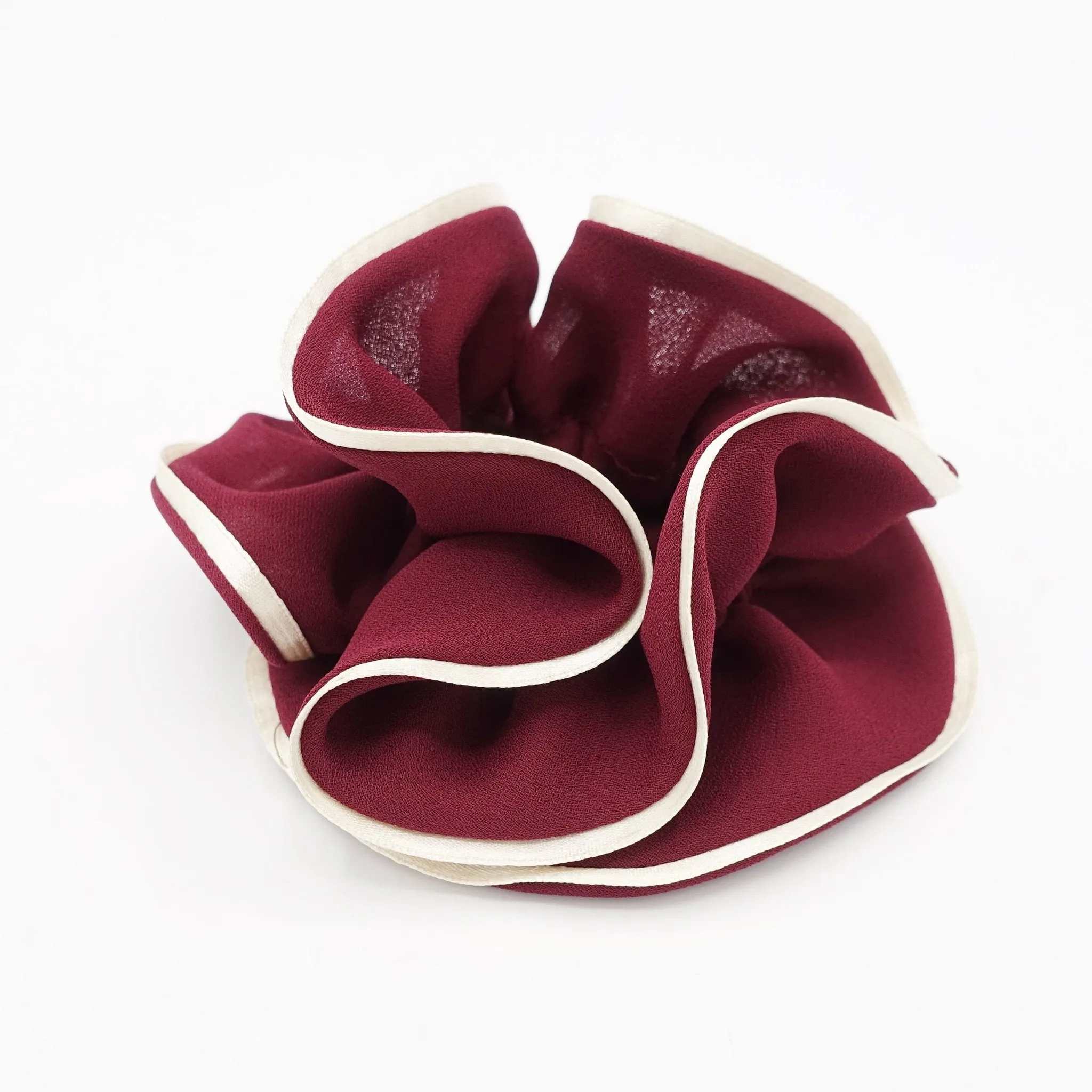 chiffon scrunchy glossy 2 edge trim scrunchies women hair accessories