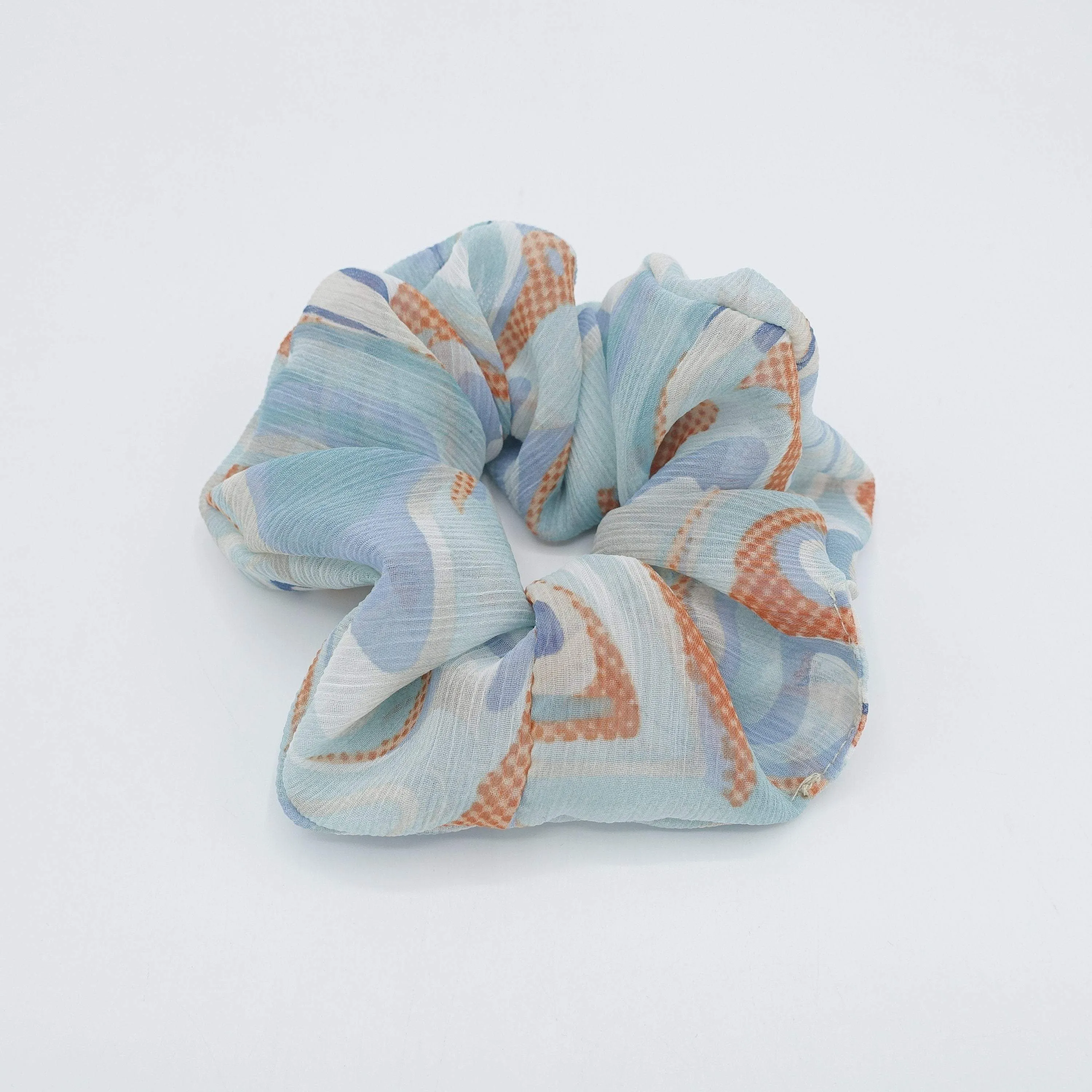 chiffon wave print scrunchies hair elastic accessory for women