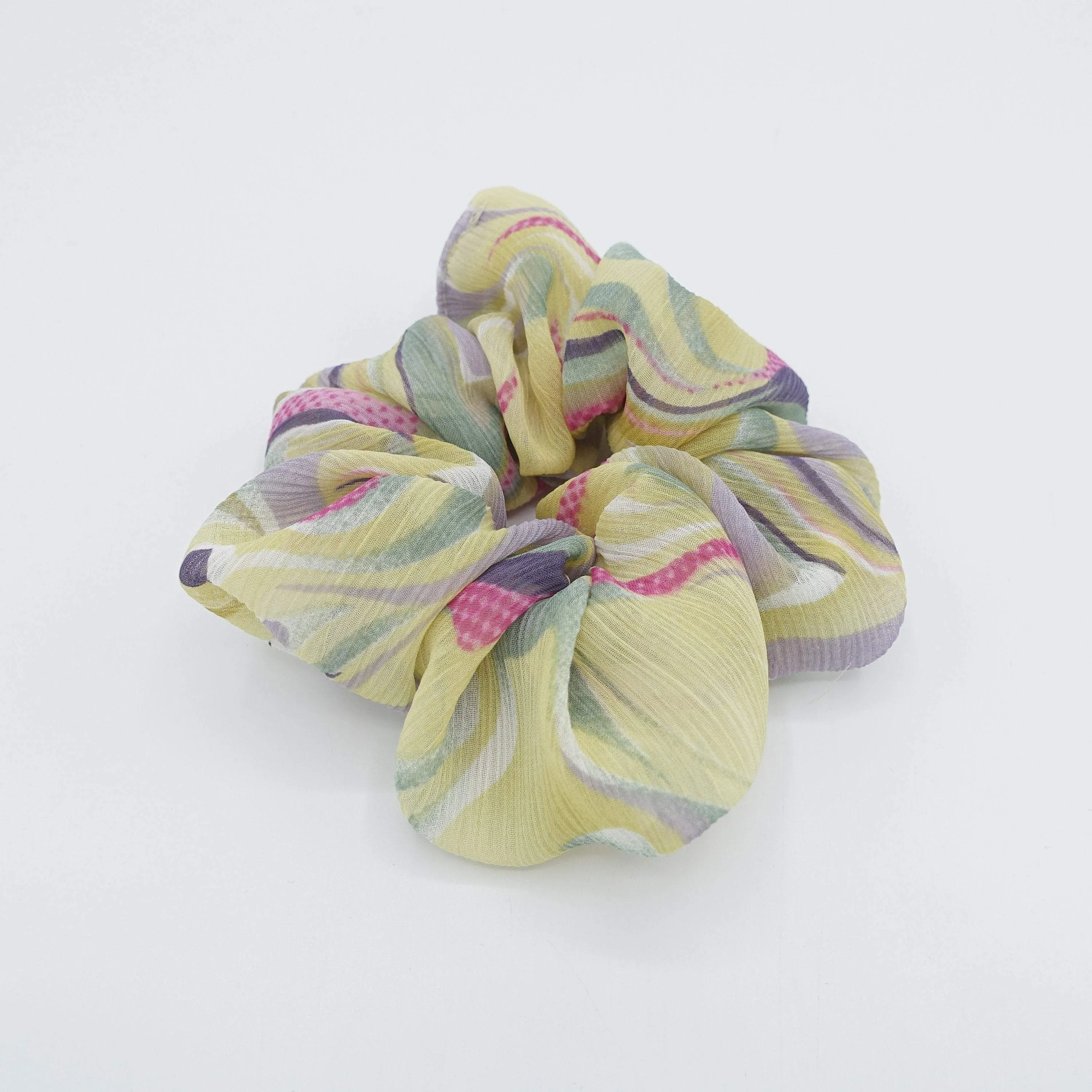 chiffon wave print scrunchies hair elastic accessory for women