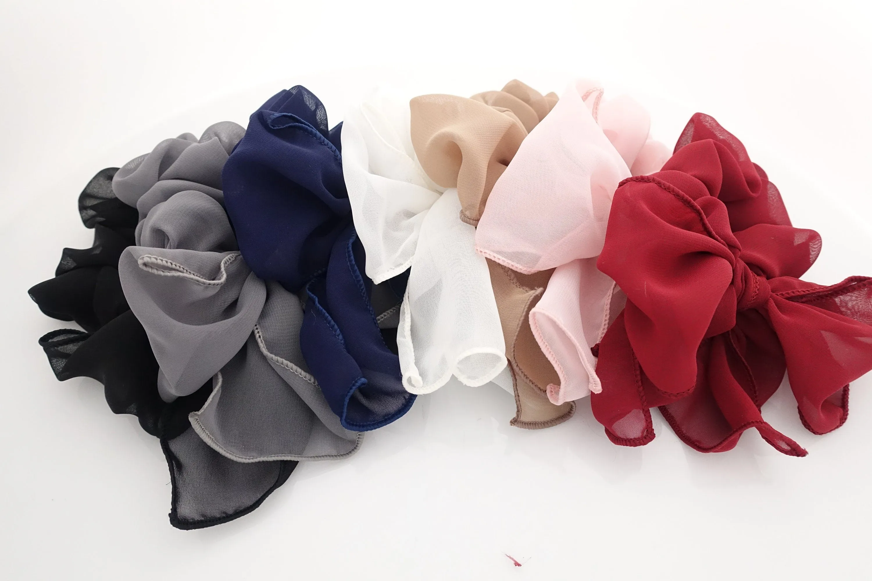 chiffon waving bow scrunchies drape translucent bow knot scrunchy feminine style hair scrunchie