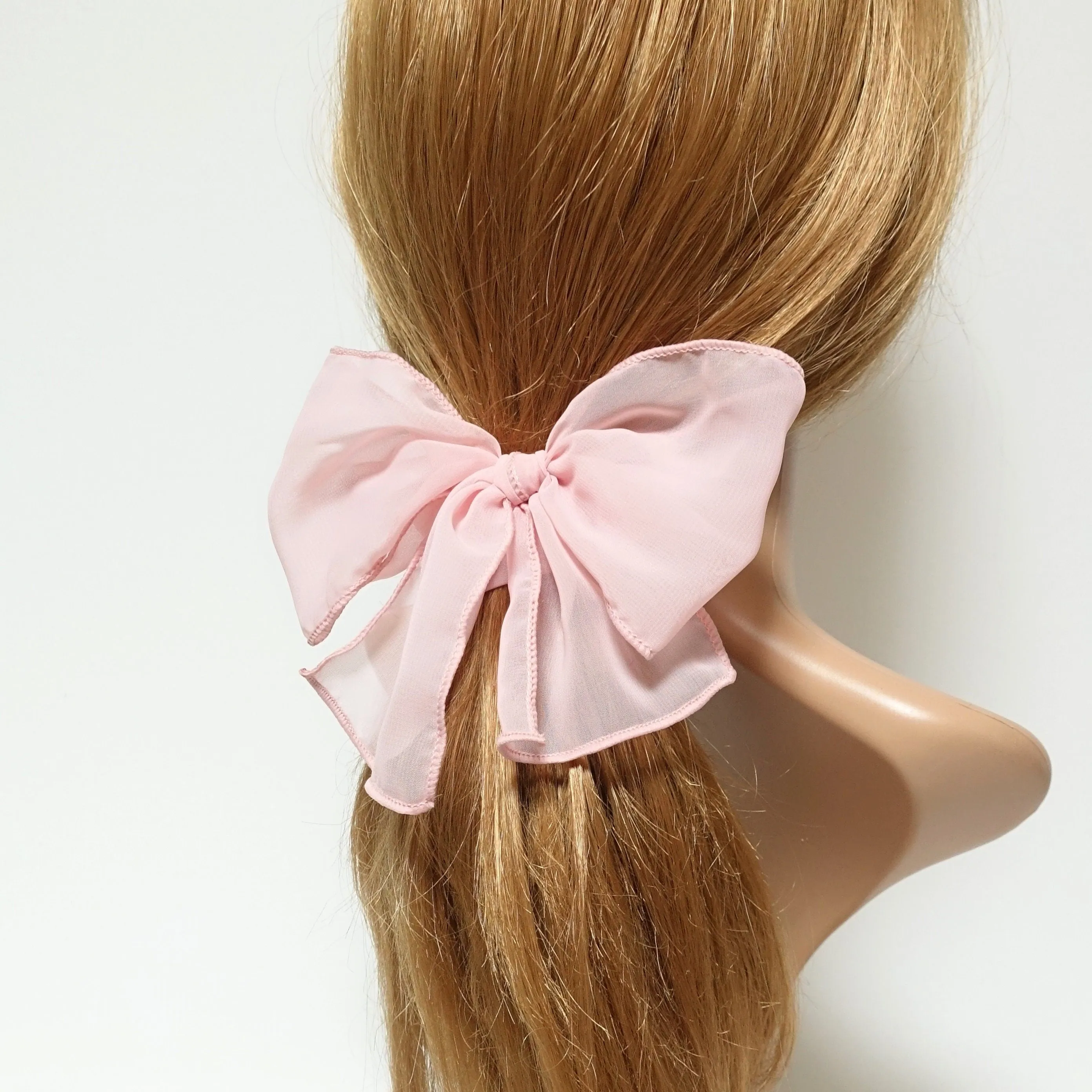 chiffon waving bow scrunchies drape translucent bow knot scrunchy feminine style hair scrunchie