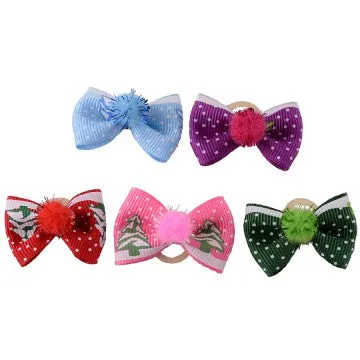 Christmas Pom Pom Dog Bows