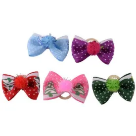 Christmas Pom Pom Dog Bows