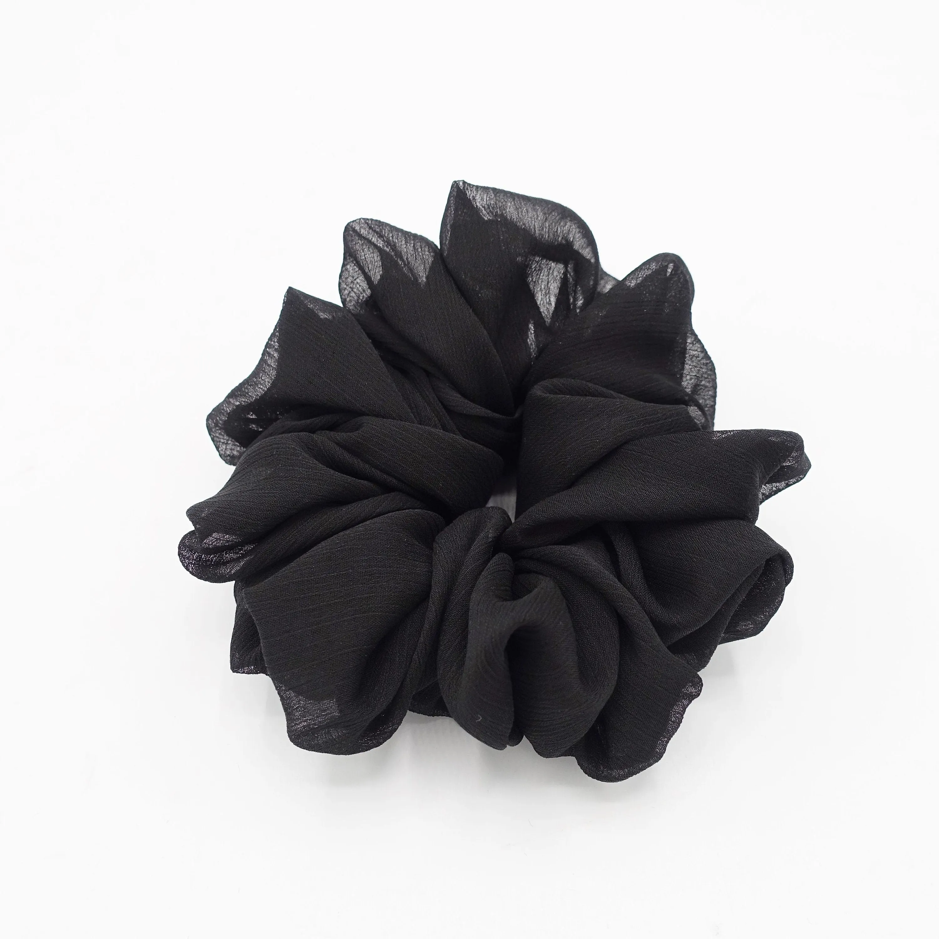 crinkled chiffon scrunchies solid sheer hair elastic scrunchie woman hair accessory