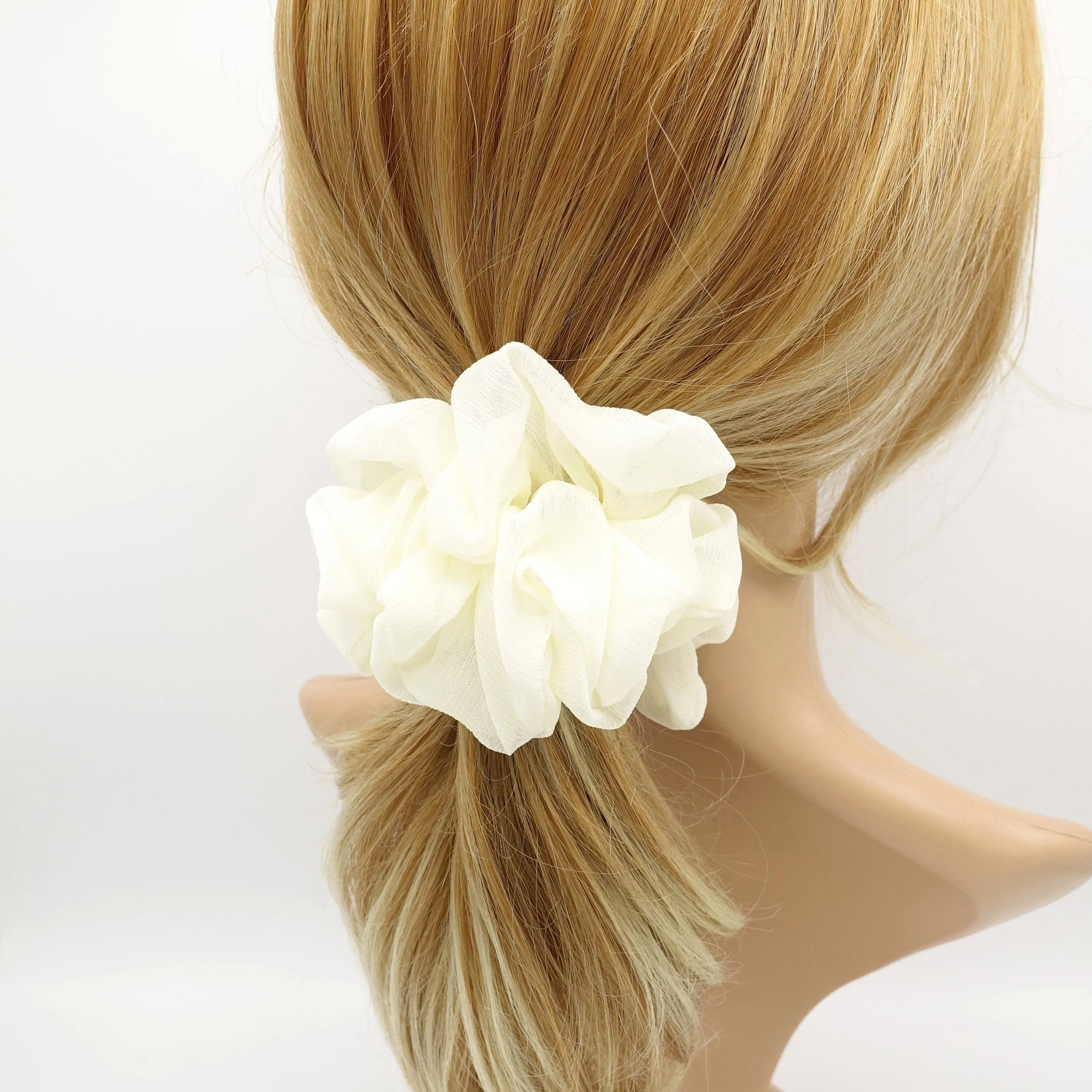 crinkled chiffon scrunchies solid sheer hair elastic scrunchie woman hair accessory