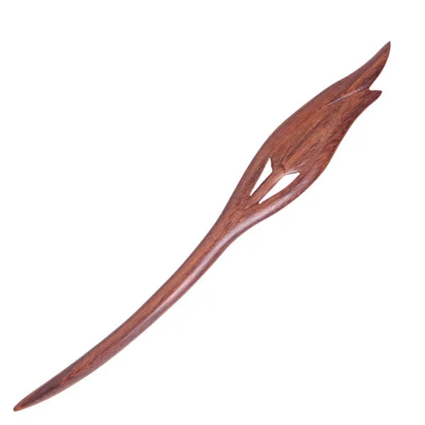 CrystalMood Handmade Carved Wood Hair Stick Bud