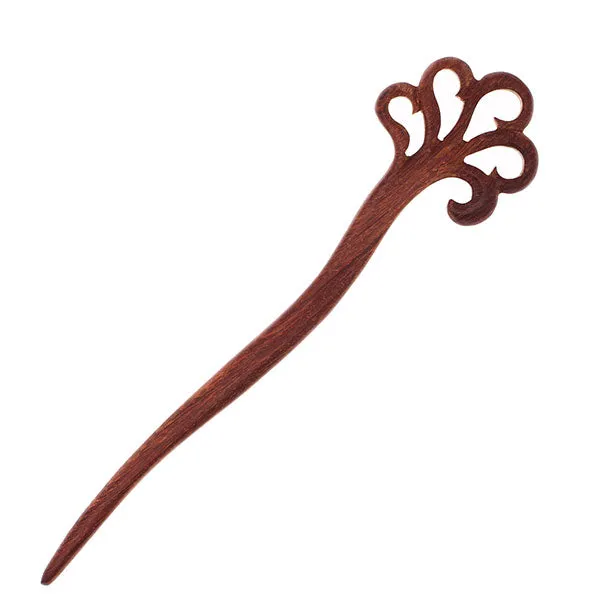 Crystalmood Handmade Carved Wood Hair Stick Coral Rosewood B