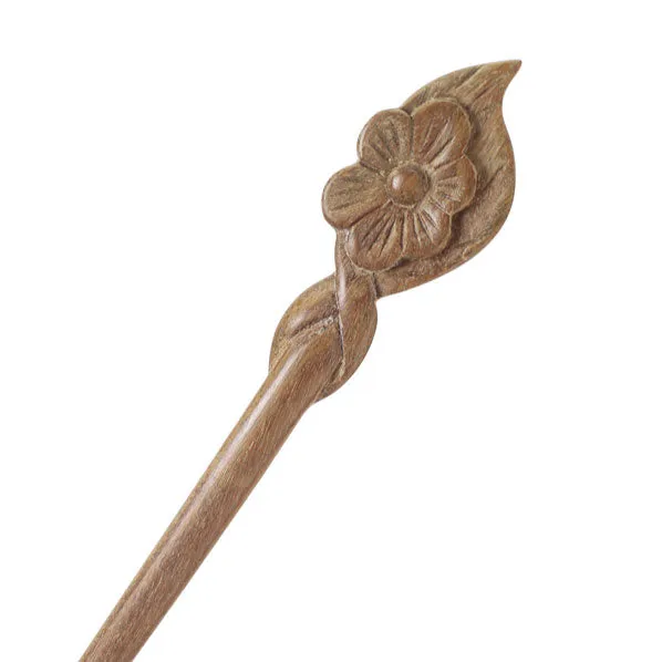 CrystalMood Handmade Carved Wood Hair Stick Cosmos