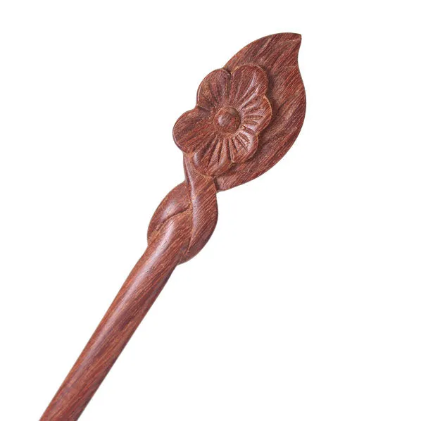 CrystalMood Handmade Carved Wood Hair Stick Cosmos