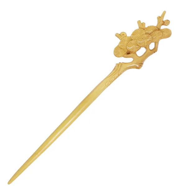 CrystalMood Handmade Carved Wood Hair Stick Pine Tree