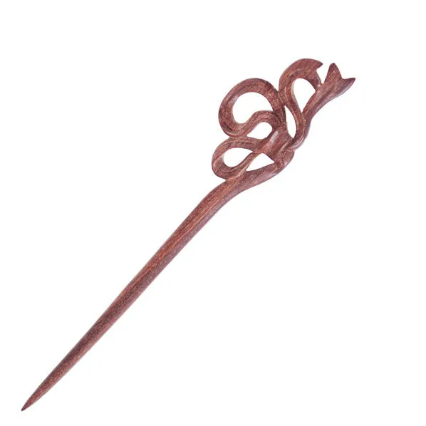 CrystalMood Handmade Carved Wood Hair Stick Ribbons