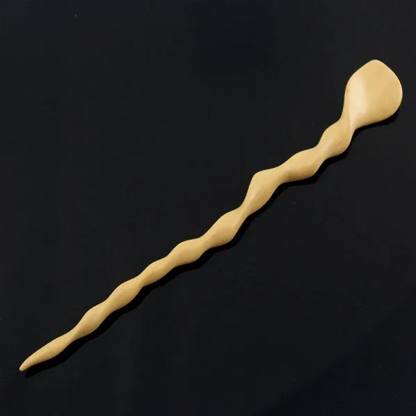 CrystalMood Handmade Carved Wood Hair Stick Twist B 6.75" Boxwood