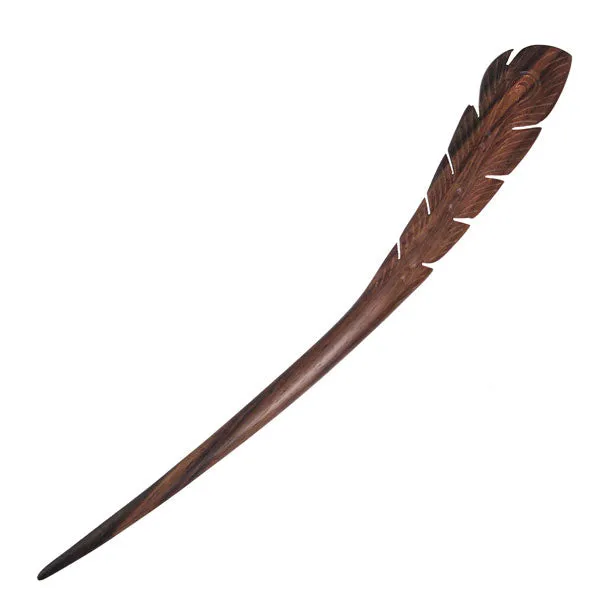 CrystalMood Handmade Carved Wood Hair Stick Wing