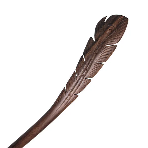 CrystalMood Handmade Carved Wood Hair Stick Wing