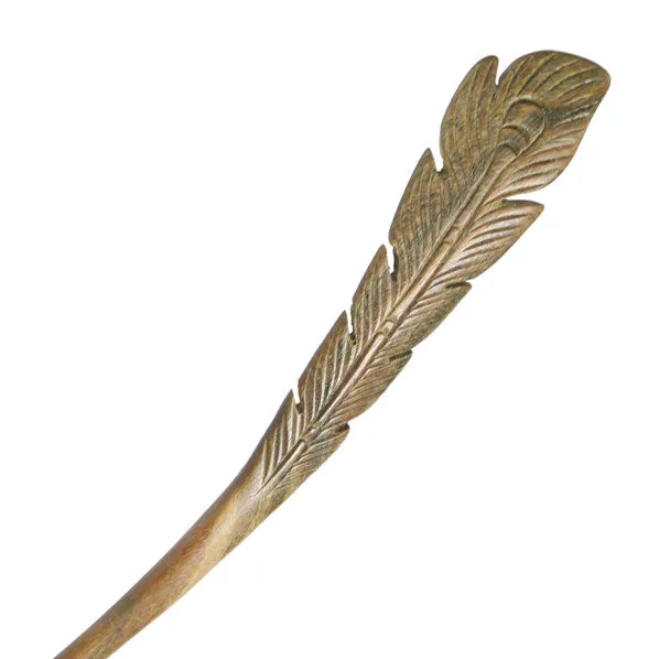 CrystalMood Handmade Carved Wood Hair Stick Wing