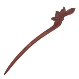 CrystalMood Handmade Carved Wood Simple Floral Hair Stick