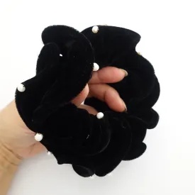 cultivated pearl silk velvet scrunchies soft luxury style hair scrunchy black hair elastic women hair accessory