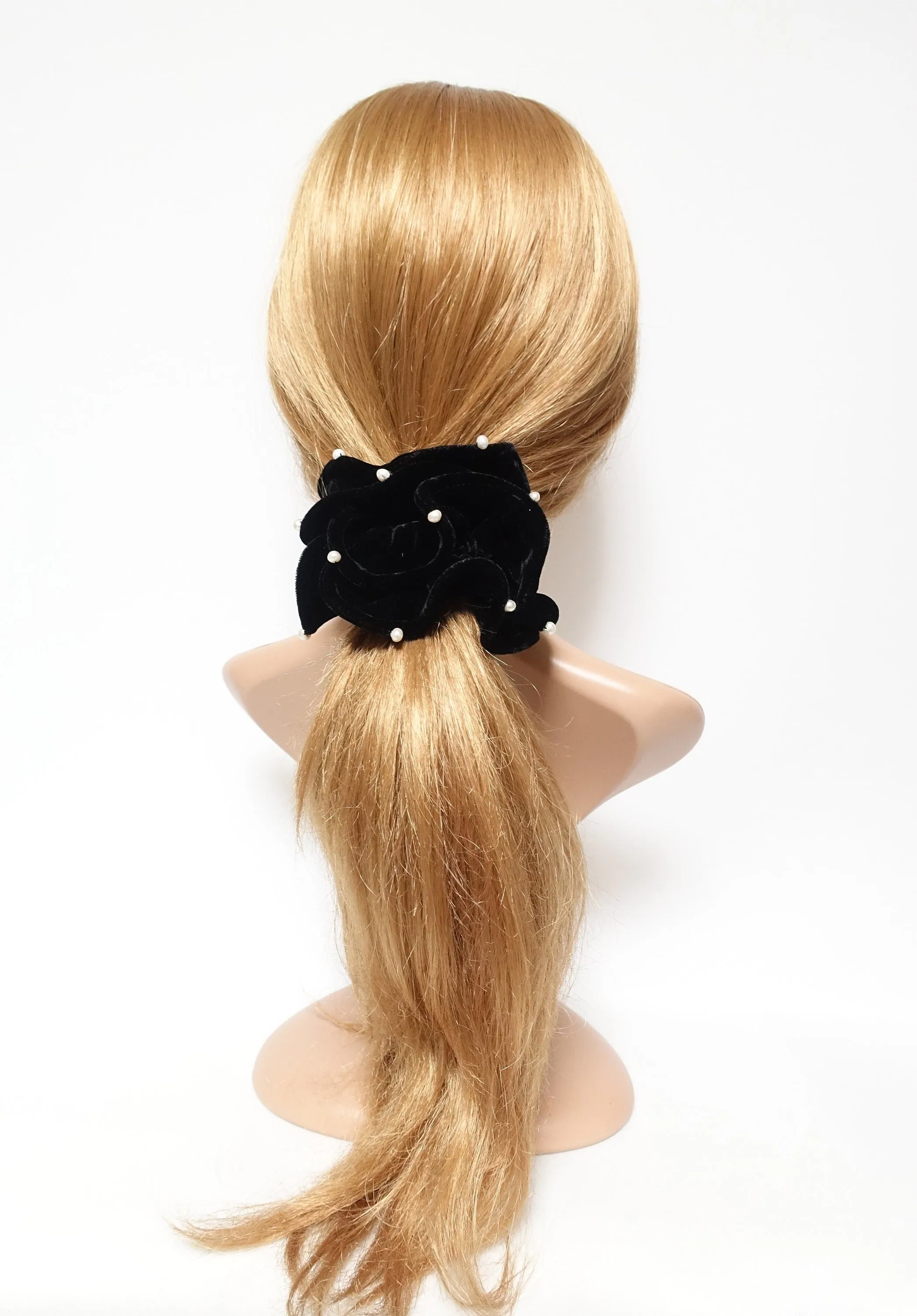 cultivated pearl silk velvet scrunchies soft luxury style hair scrunchy black hair elastic women hair accessory