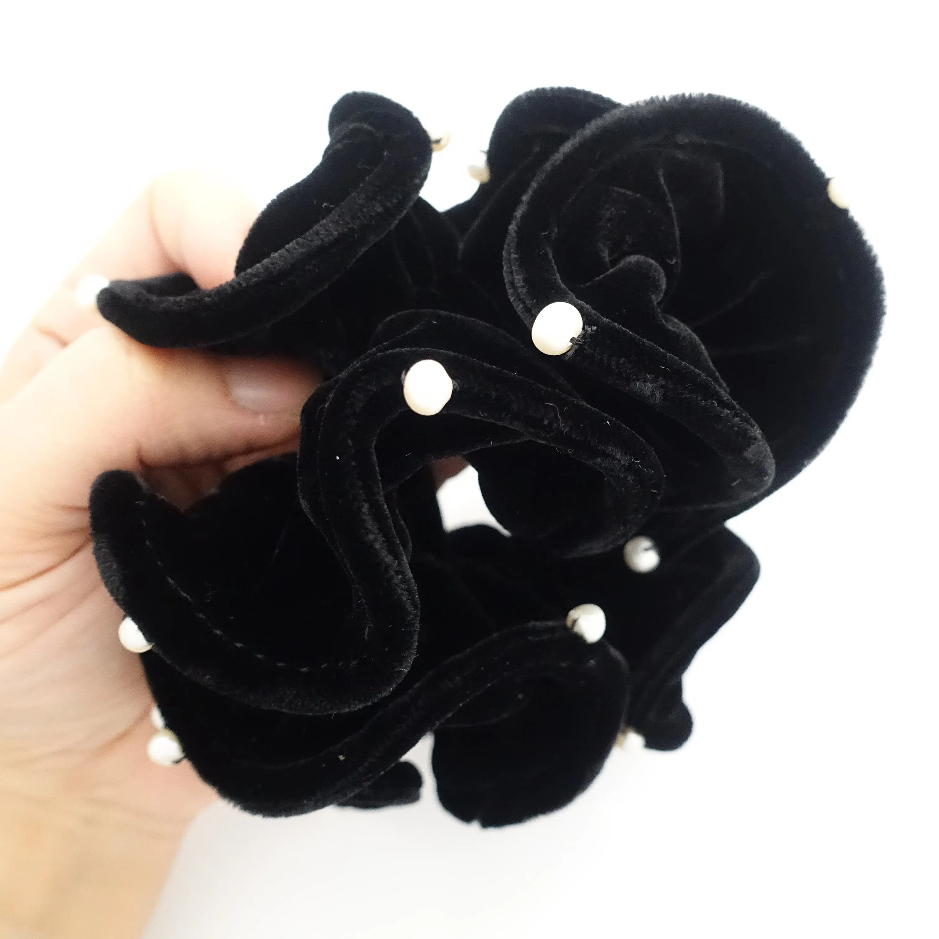 cultivated pearl silk velvet scrunchies soft luxury style hair scrunchy black hair elastic women hair accessory