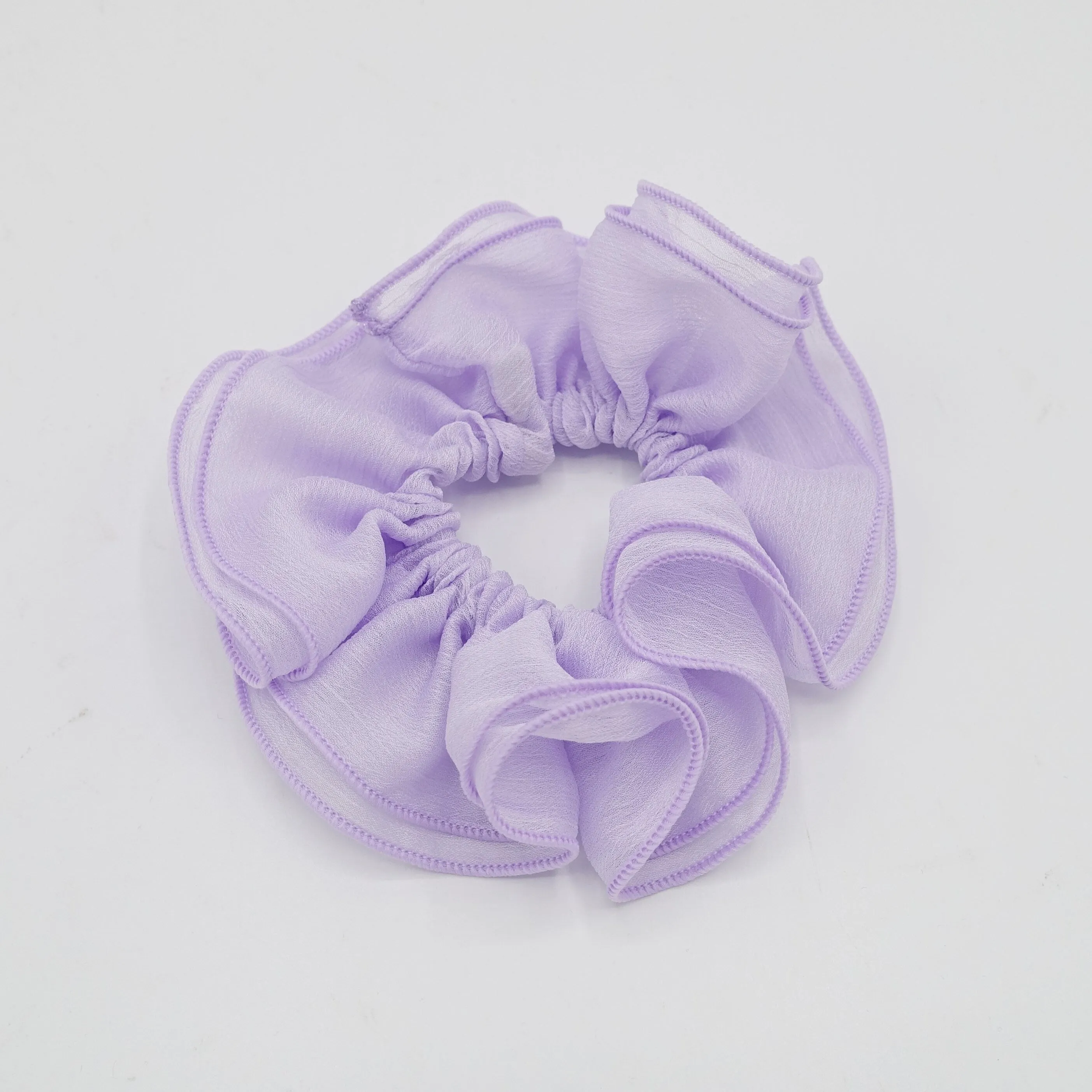 double edge crinkled chiffon scrunchies solid sheer hair elastic scrunchie