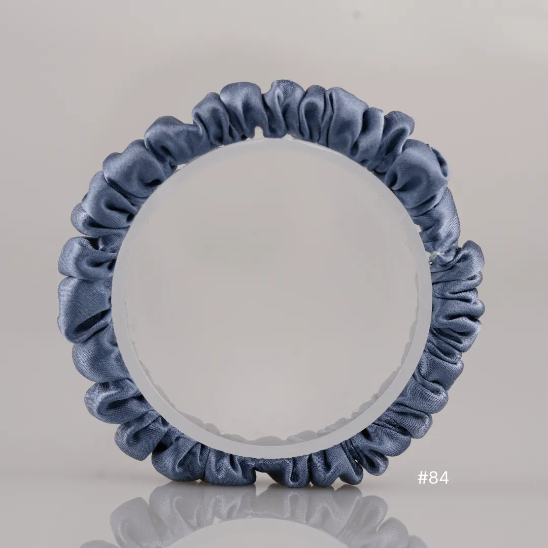 Dusty blue silk scrunchies mini