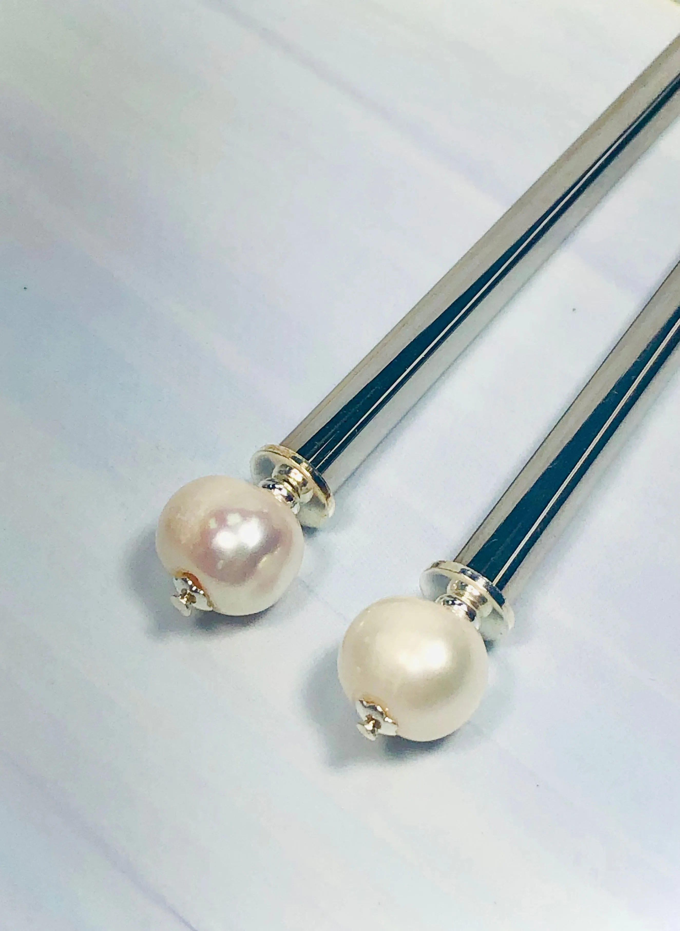 Elegant Genuine Pearl Hair Sticks, Pearl Wedding Hair Sticks Bridal Pearl Hair Pins