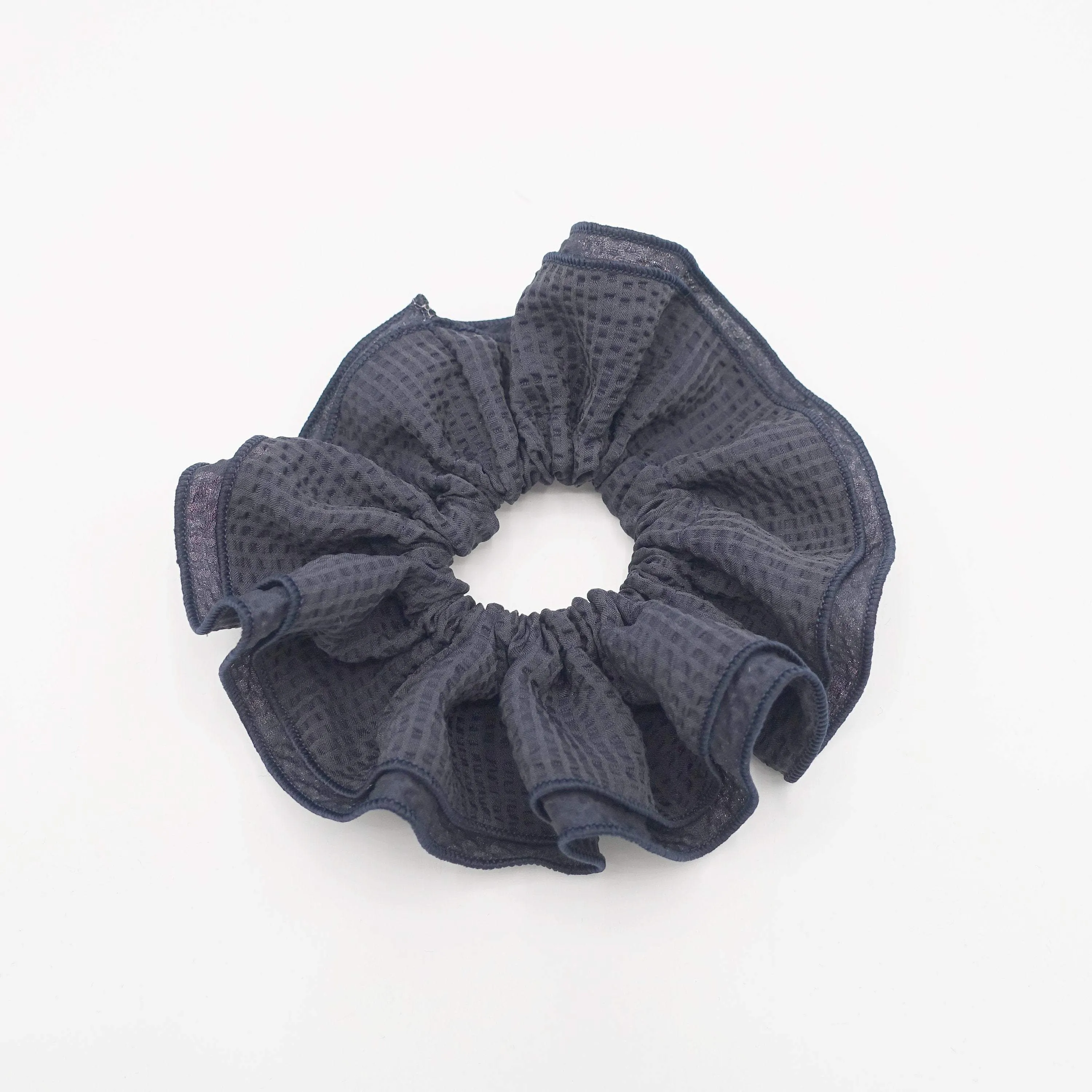 embossed pattern double edge scrunchies hair accessory for women