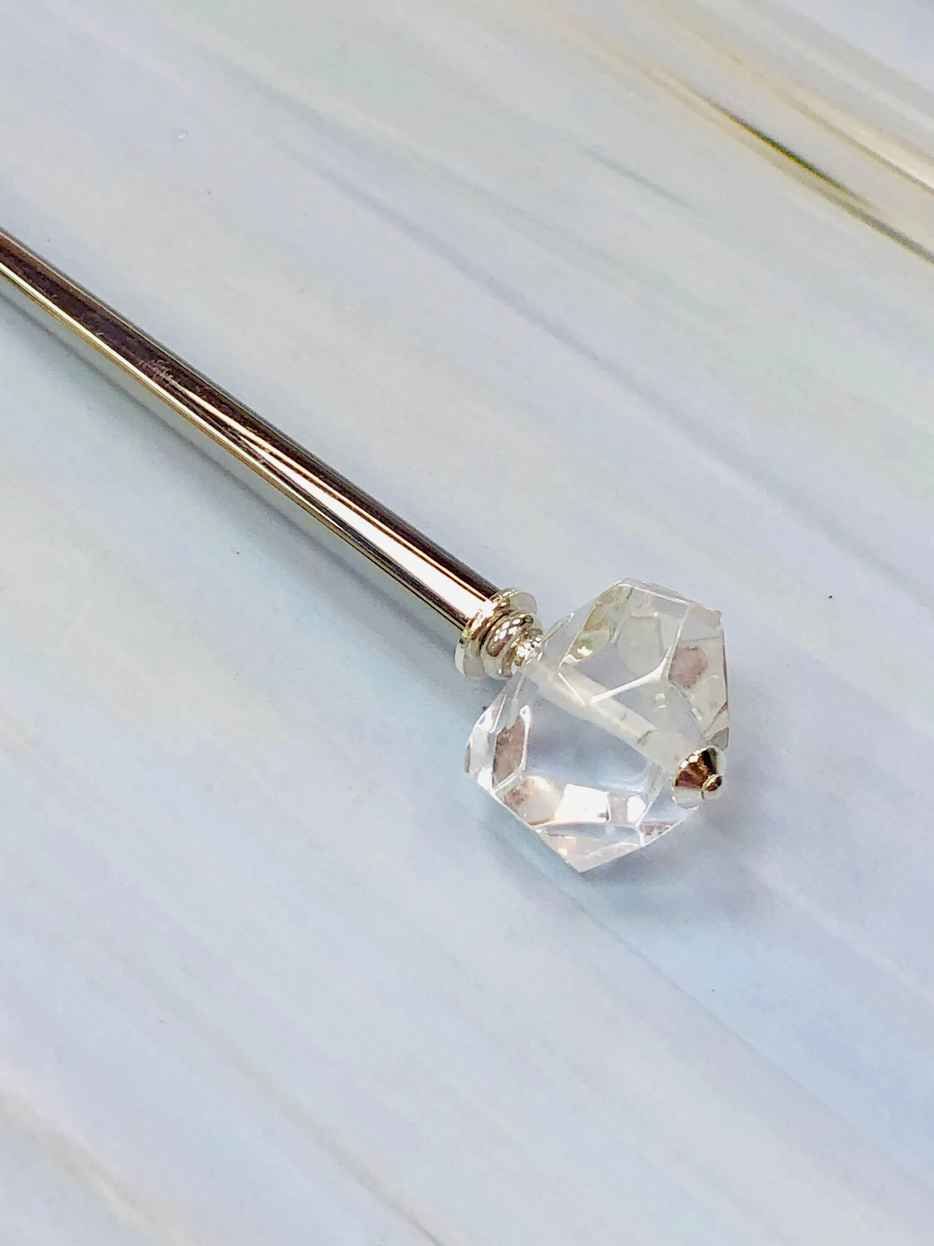 Faceted Rock Crystal hair stick, gemstone hair sticks, Rock Crystal hair pin, shawl pin