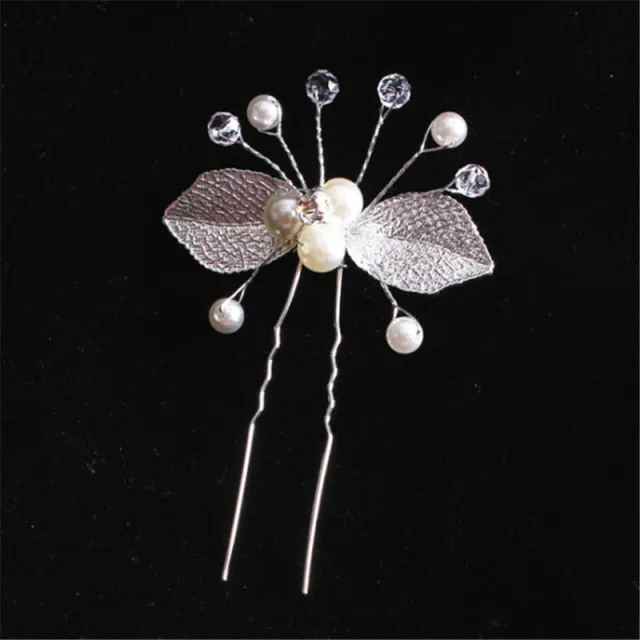 Fashion Women Simulated Pearl Hairpins Metal Barrette Clip Wedding Bridal Tiara Hair Accessories Wedding Hairstyle Design Tools