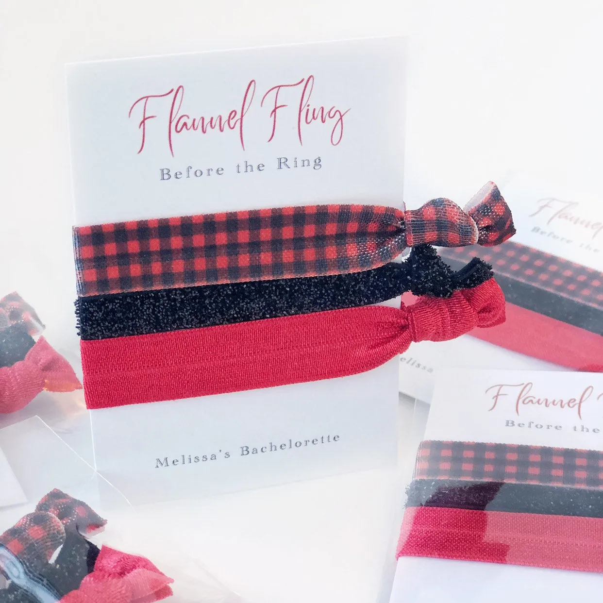 Flannel Fling Bachelorette Party Hair Ties, Hair Ties - BP100