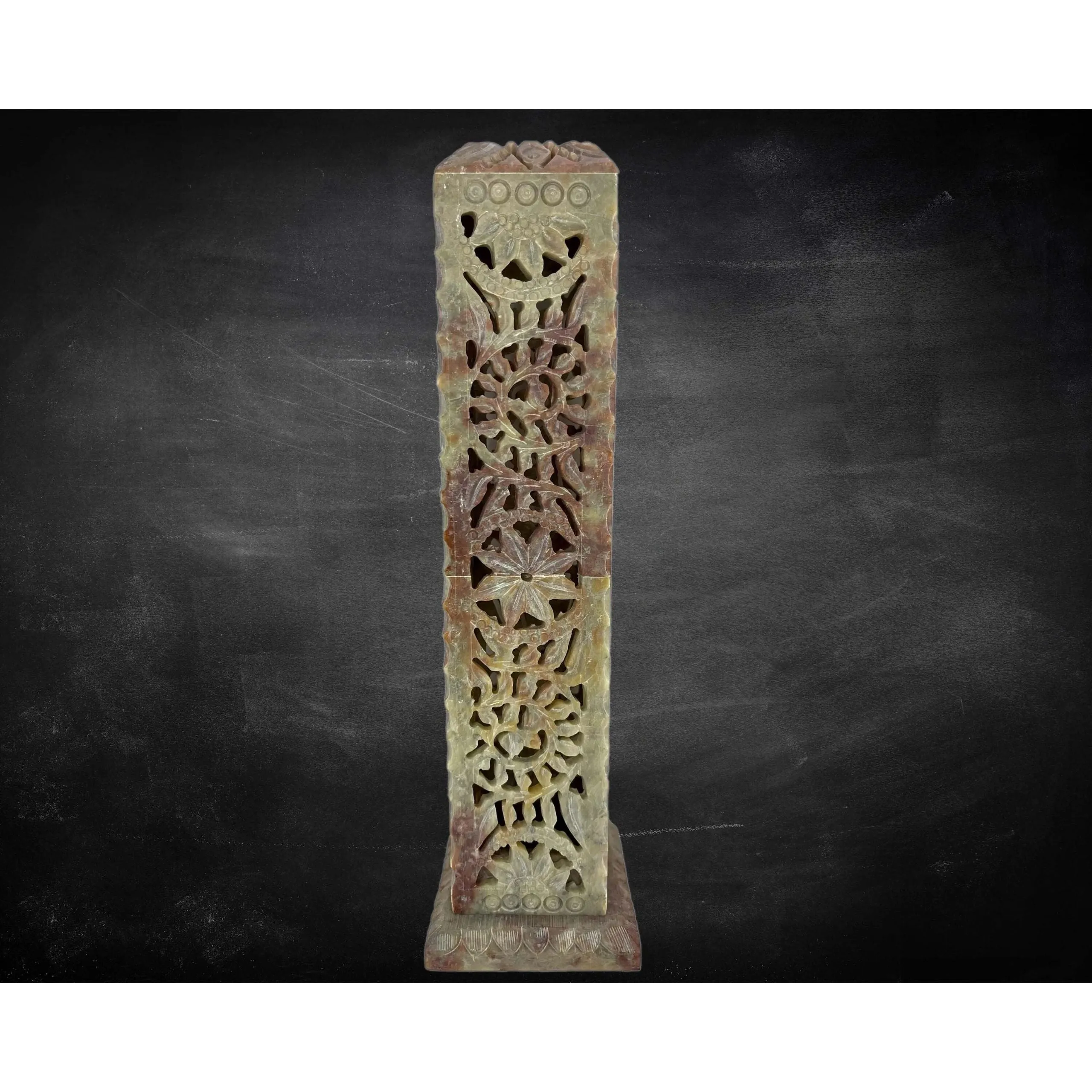 Floral Cut Out Soap Stone Multi Use Incense and Candle Holder