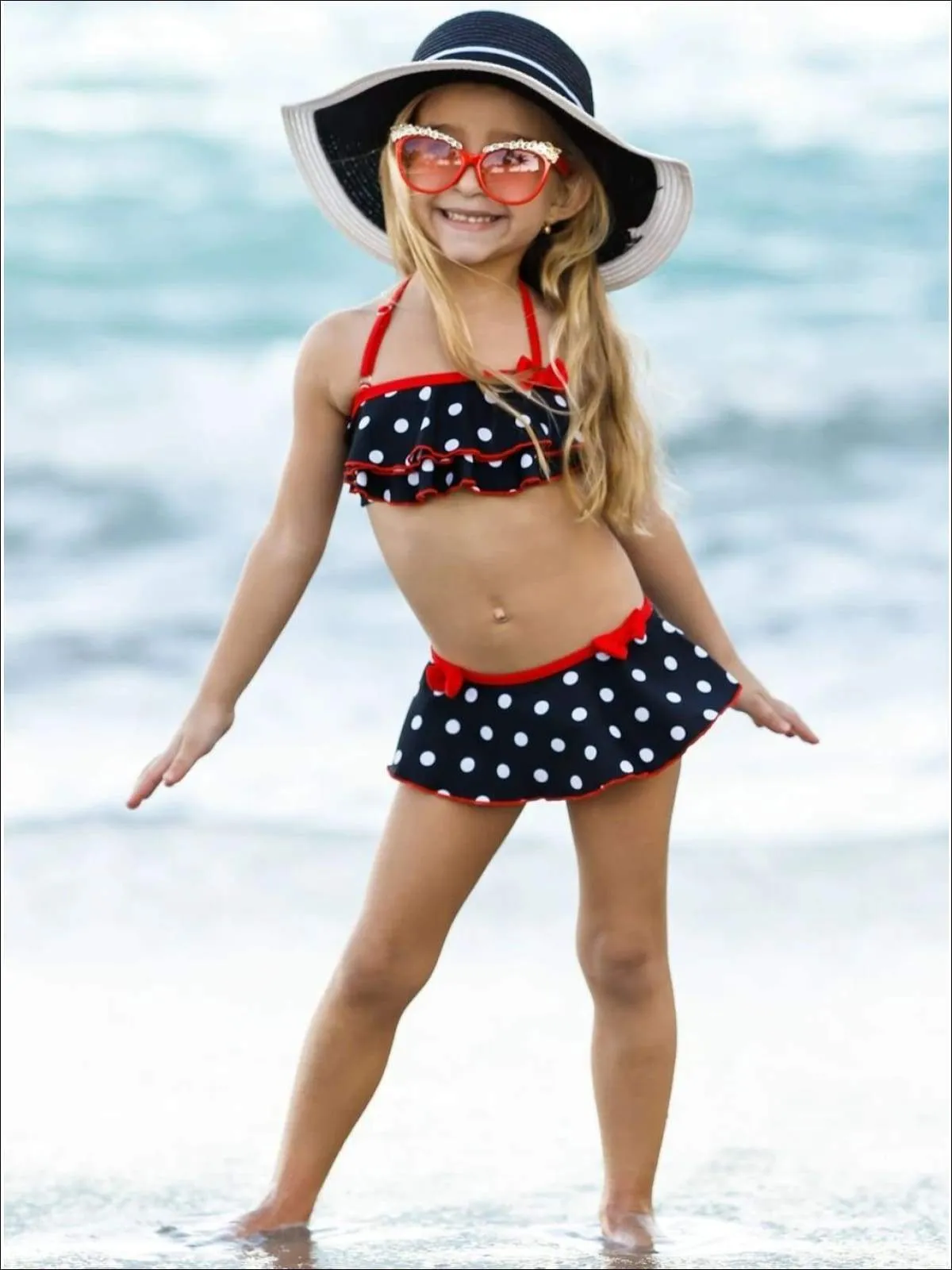 Girls Dots For Days Two Piece Swimsuit with Bows