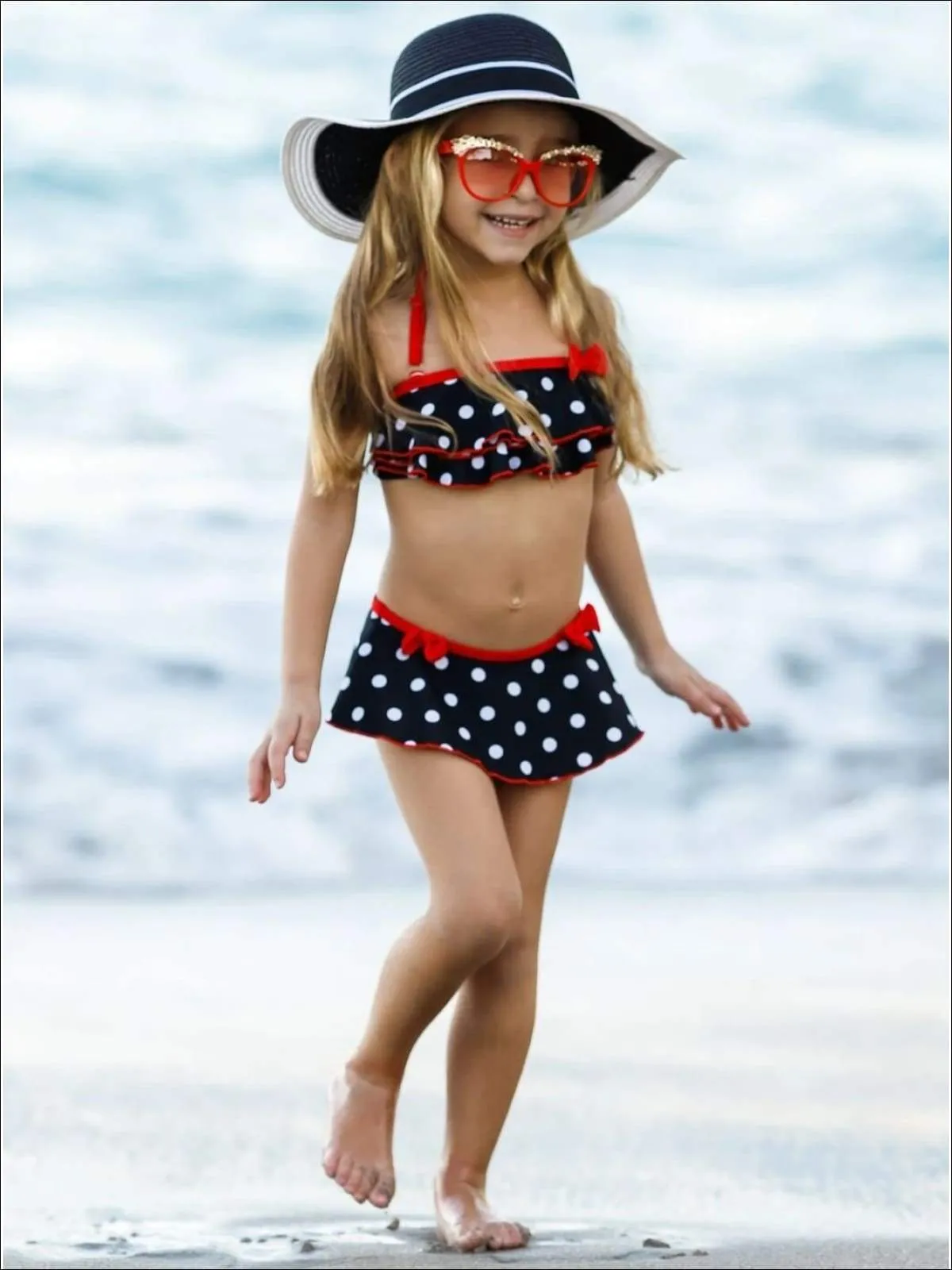 Girls Dots For Days Two Piece Swimsuit with Bows